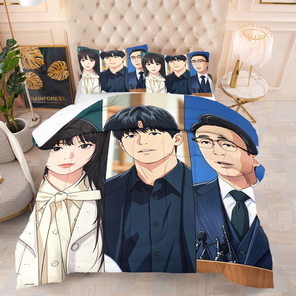 Home Office Guest Room - Korean Office Trio Cartoon Print Comforter