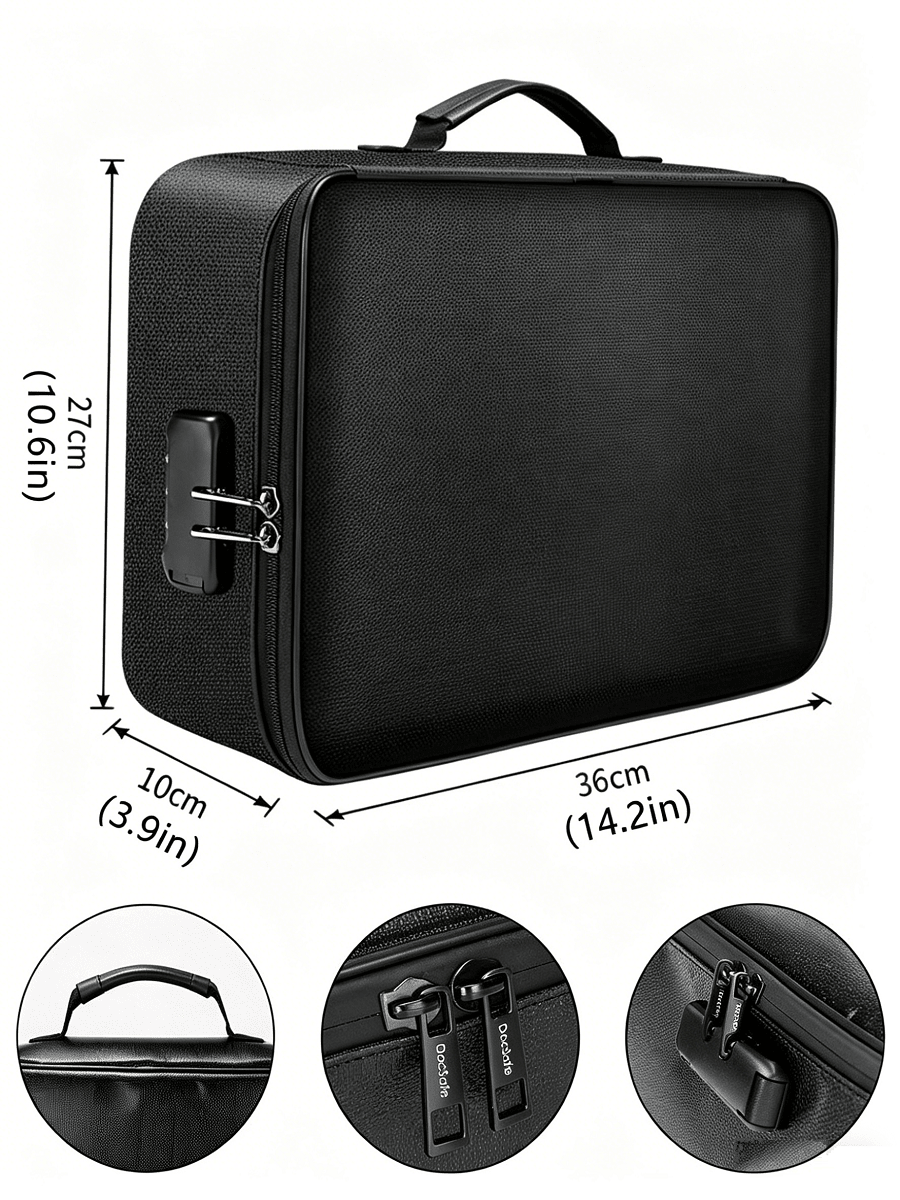Home Office For Passport - Large Capacity Brief Case, Fireproof Waterproof
