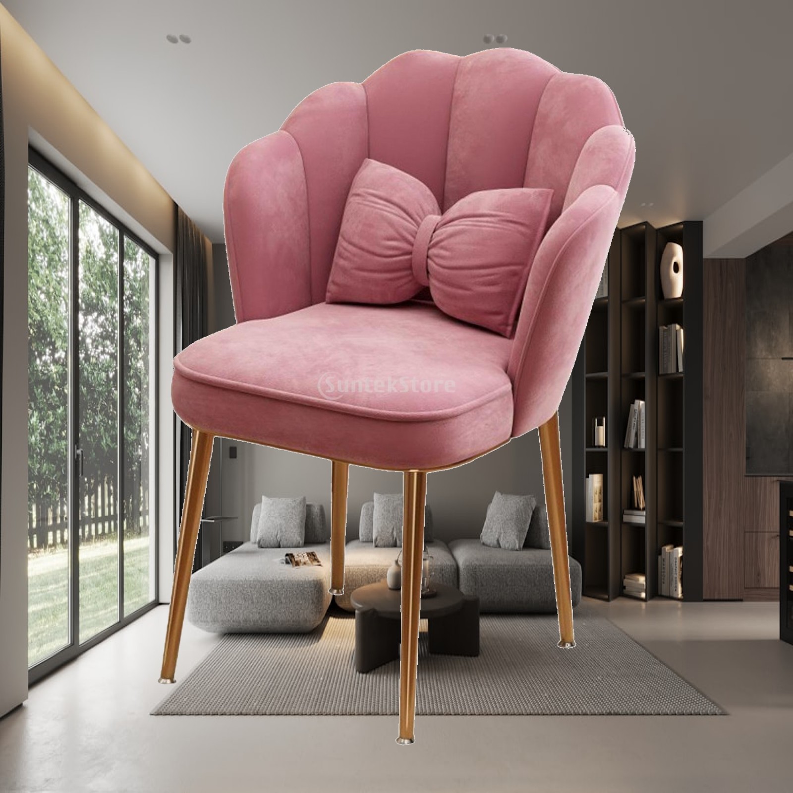 Home Office Guest Room - Contemporary Makeup Chair with Curved Backrest